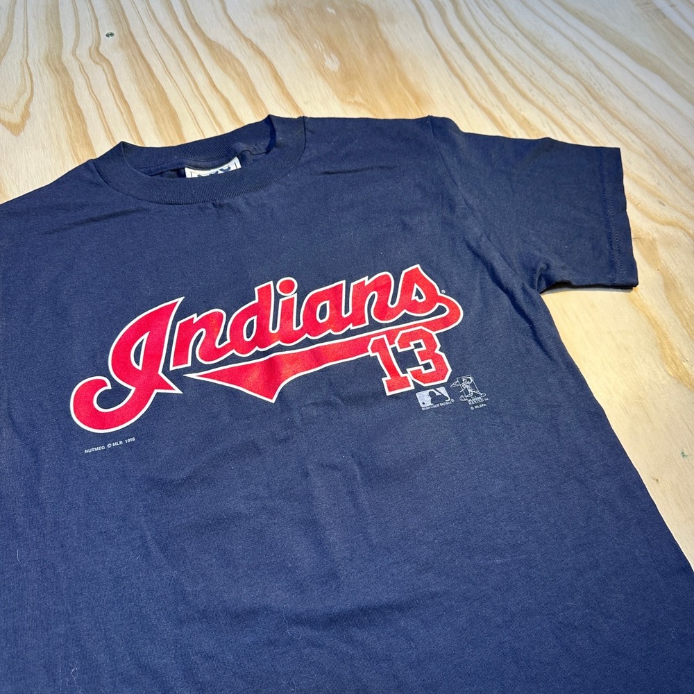 Vintage 1998 Lee Sport Cleveland Indians Omar Vizquel #13 Navy Blue T-Shirt M